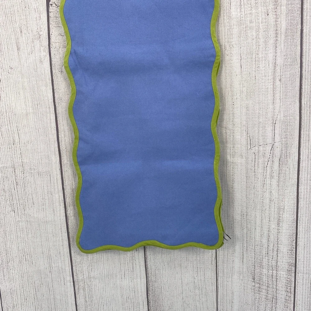 Cupcakes and Cashmere Table Runner 14x72 Blue Green Scalloped Wavy Edge Colorful